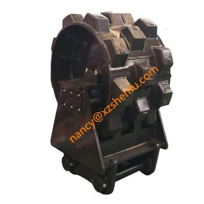 China Farms excavator compaction wheel attachment for sale