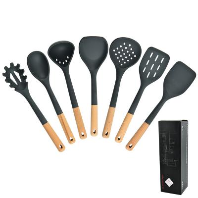 China Sustainable Food Grade Silicone Cooking Utensils 7pcs Cookware Set Kitchen Utensil Set Non-Stick Cookware Set for sale