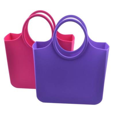 China 2021 New Eco-Friend Design Silicone Handle Lady Waterproof Woman Silicone Shopping Bag Women Tote Wrist for sale