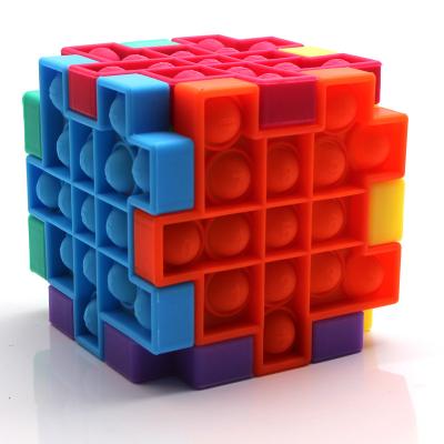 China 100% Hot Sale Silicone Six Pack Silicone Puzzle Poppings Push Bubble His Cube Moving Person Toy Kids New Toys Squeeze Toys for sale