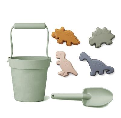 China Eco-Friendly Soft Outdoor Toys Silicone Silica Gel Kids Bucket And Shovel Sets Outdoor Beach Toys And Sand Toys Set For for sale