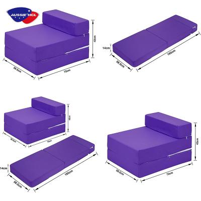 China Wholesale PURPLE Foldable Sofa Bed Futon Chair Mattress Inspire Fold Out Single Guest Z Bed Chair Folding Mattress for sale