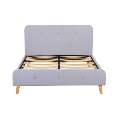 China Foldable Home Furniture Fabric Simple Designs Double Bed Queen Size Full Size Wood Frame Upholstered Platform Bed for sale