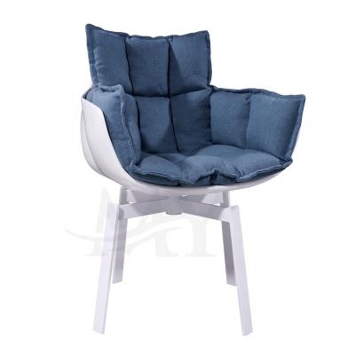 China Unique Convertible Cheap Base Fiberglass Dining Chairs Strip Dining Chair With Velvet Upholstery Cushion for sale