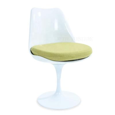 China Wholesale Convertible Modern Cafe Restaurant Furniture Fiberglass White Seat Iron Legs Dining Chair With Cushion for sale