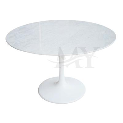 China Modern Restaurant Furniture Round White Marble Dining Table Metal Legs Hotel Restaurant Furniture Round Italian Carrara White Marble for sale