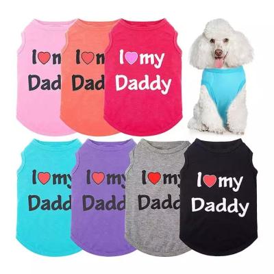 China Stocked Pet Accessories Wholesale Cute I Love My Mom/Dad Printed Cat Summer Small Puppy T-shirt Dog Vest Clothes for sale