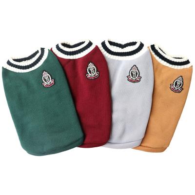 China Wholesale Stocked 5XL Dog Clothes Autumn Winter College Style Fashion Cat Pet Knitted Vest Sweater Large Large for sale