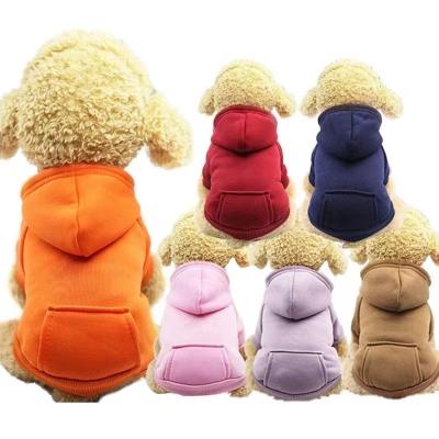 China New Arrival Fashionable Stocked Teddy Sports Hoodie Jacket Coat Dog Clothes Solid Color Cotton Pet Clothes for sale