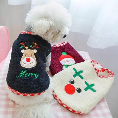 China 2022 Stocked Designer Christmas Puppy Winter Clothes Lamb Warm Woolen Dog Clothes for sale