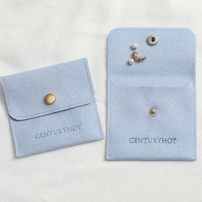 China Custom Morden Microfiber Jewelry Bags with Logo Snap Button Jewelry Packaging Bags, High Quality Jewelry Pouch Bag for sale