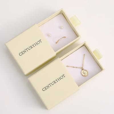 China Morden 6*6cm Beige Jewelry Drawer Boxes High Quality Cardboard Necklace Earrings Package Box With Logo Custom for sale