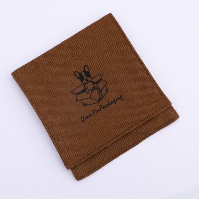 China High Quality Snap Pouch Cotton Brown Bag Button Envelope Flap Pouch Jewelry, Necklace, Earrings Pack Bags With Custom Printed Logo for sale