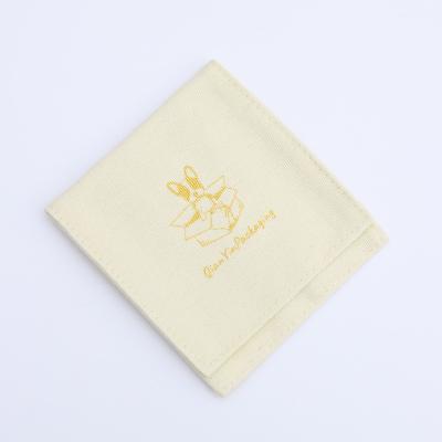 China Instant Button Bag Beige Cotton Jewelry Envelope Pouch,Wholesale Luxury Necklace,Earrings Bags Packaging With Logo Custom for sale