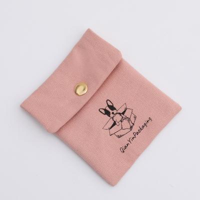 China Dark Pink Snap Button Bag Cotton Canvas Jewelry Snap Bags, Jewelry Packaging Pouch, Custimozation Jewelry Pouch Bags With Logo for sale