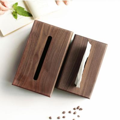 China Dignity Minimalist Wholesale Cuboid Black Walnut Selling High Quality Tissue Box for sale