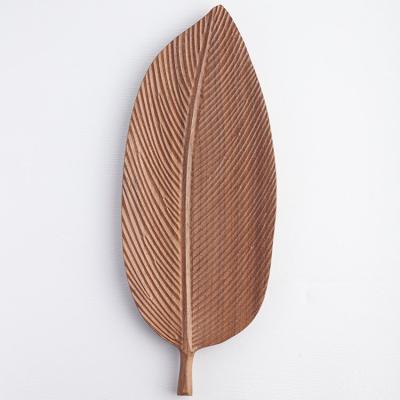 China Wholesale high quality minimalist leaf-shape dish black walnut woodern tray for sale