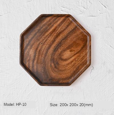 China Minimalist Superior Wholesale Acacia Wood Dish Grade Octagonal Wooden Tray For Bread Snake Fruit Tea for sale