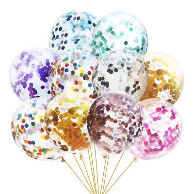 China Hot Sale Wedding Decoration Latex Balloon Transparent Rose Gold Color Sequin Confetti 12 Inch Latex Balloon for sale