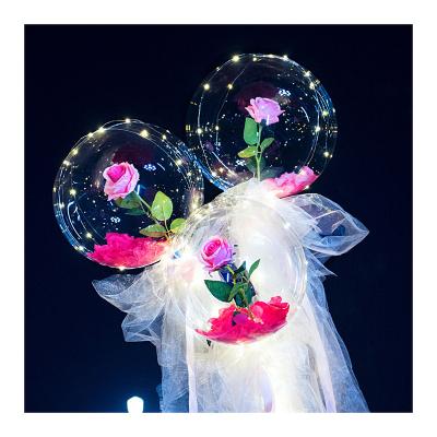 China Luminous balloon Rose Bouquet of the year valentines day wedding birthday party Toy Wholesale Helium Transparent Gift balloons new LED for sale