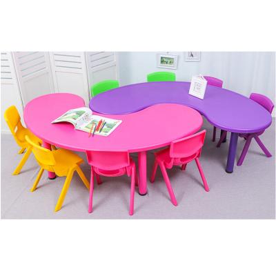 China Contemporary Children's Furniture Sets Table Half Moon Table Plastic Kids Study Indoor Desk For Nursery Kindergarten Garden Daycare for sale