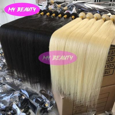 China Silky Straight Wave 40 Inch Color Hair, Raw Indian Cuticle Aligned Cheap Virgin Human Hair Bundles Seller, Straight Blonde 613 Bundles With Closure for sale