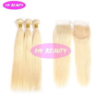 China Wholesale Cheap Silky Straight Wave 613 Blonde Virgin Hair Bundles With Pre Plucked Lace Frontal Closure for sale