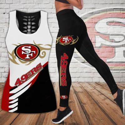 China 2022 Wholesale NFL Printed Sexy Elastic Yoga Tops And Leggings Antibacterial 2 Pcs Sets For Women for sale