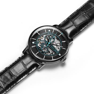 China Wellymerck Brand Watch Luxury Waterproof Automatic Mechanical Skeleton Watch Mens Casual Wristwatch Alarm for sale