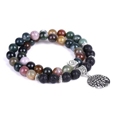 China Lead Free Tree Life Long Charm Bracelet 7 Chakra Yoga Bracelet Two Circle Bracelet for sale