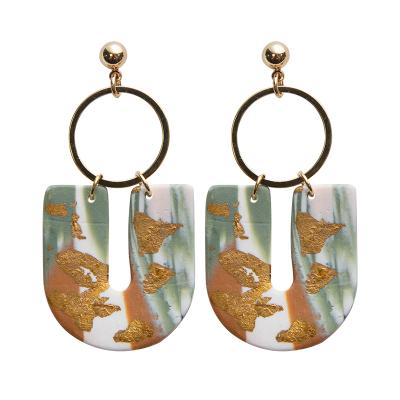 China 2021 NEW ARRIVAL Fashion Camouflage Polymer Clay Drop Earrings for sale