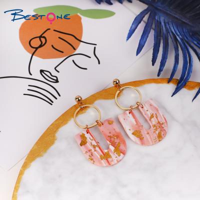 China 2021 FASHIONABLE Neutral Polymer Geometric Trendy Clay Earrings for sale