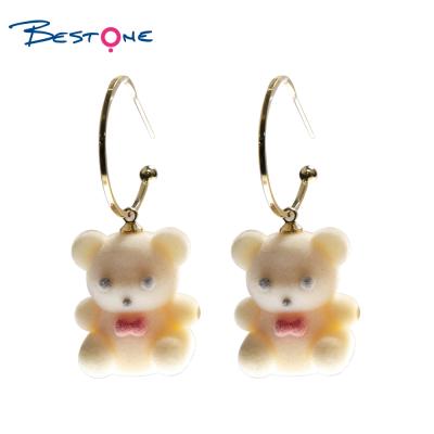 China Fashionable Gold Earring New Arrival Bestone Cute Bear Stud Earrings for sale