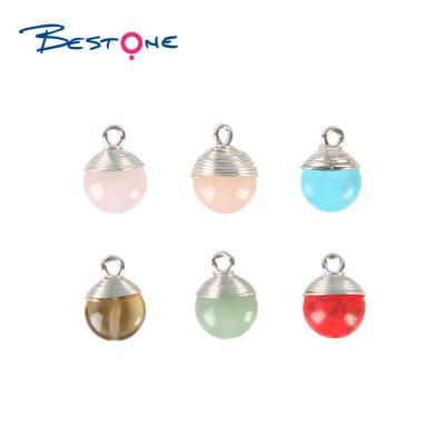 China E-Co Fashion Friendly Jewelry Bestone Multicolor Wire Wrapped Natural Semi Precious Stones Anniversary Stone Around Teardrop Charm For Braceacelet for sale