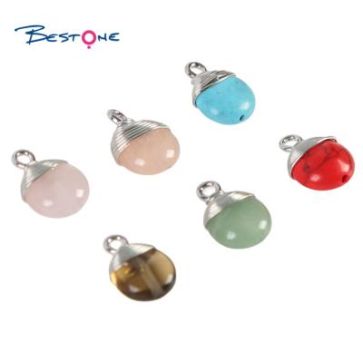 China E-Co Bestone Fashion Jewelry Friendly Wire Wrapped Natural Semi Precious Stones Anniversary Stone Around Teardrop Charm For Braceacelet for sale