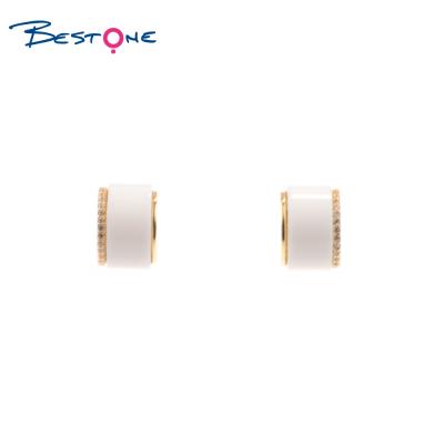 China Bestone New Arrival TRENDY Gold Earrings White And Black Stud Earrings for sale