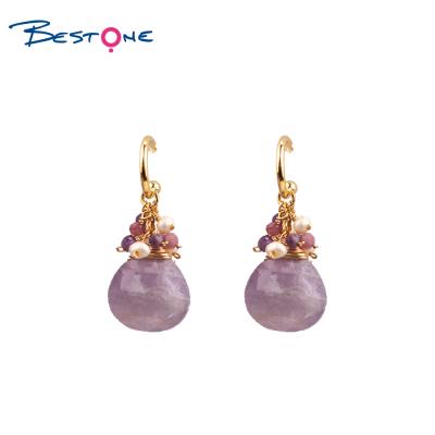 China Bestone TRENDY Customized Natural Amethyst Love Fashion Cute Jewelry Earring Handmade Stone Earrings for sale