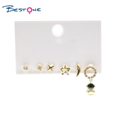 China FASHIONABLE Bestone Ready To Board Star Moon Astronaut Gold Earring Set Stud Earring Set for sale