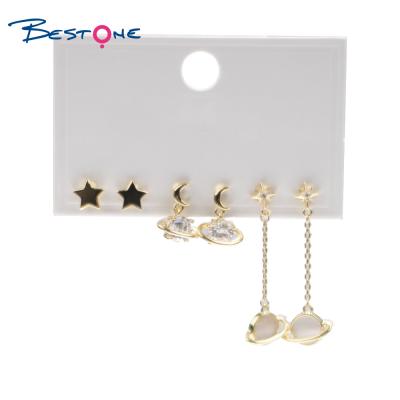 China FASHIONABLE Bestone Ready To Board Star Moon Astronaut Gold Earring Set Stud Earring Set for sale