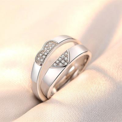 China Lead Free 925 Sterling Silver Ring Micro Pave Zircon CZ Jewelry Love Heart Trendy Ring For Men And Women for sale