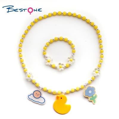 China Bestone Trendying Candy FASHION Kids Bracelet Customized Round Beads Charms Necklace Plastic Colorful Kids Personalized Jewelry Set for sale