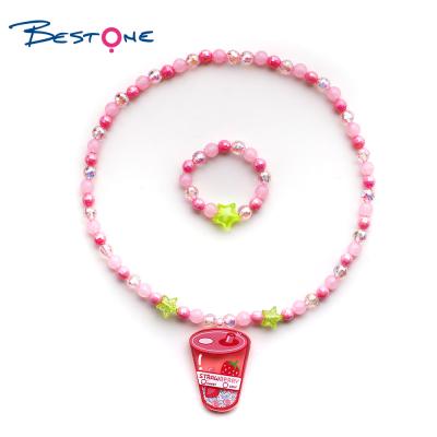 China Bestone TRENDY Customized Wholesale Acrylic Cake Charm Necklace Kids Jewelry Set for sale