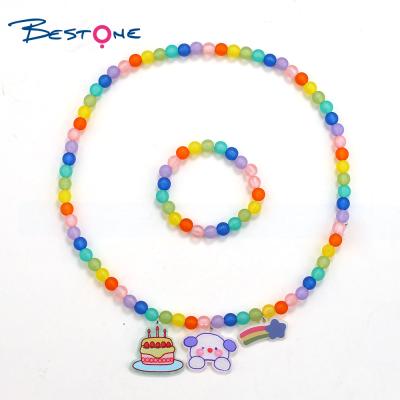 China Bestone TRENDY Customized Candy Acrylic Bead Cute Charm Necklace Kids Jewelry Sets for sale