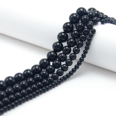 China Bestone High Quality Round Stone Obsidian Heishi Stone Black Beads For Jewelry Making for sale