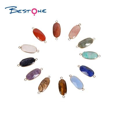 China E-Co Bestone Friendly Natural Stone Oval Shape Pendant Charm For Bracelet And Necklace Jewelry Making for sale