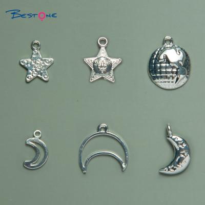 China Customized Friendly Wholesale E-Co Gold Plated Star&Moon Zinc Alloy Charms For DIY Jewelry for sale