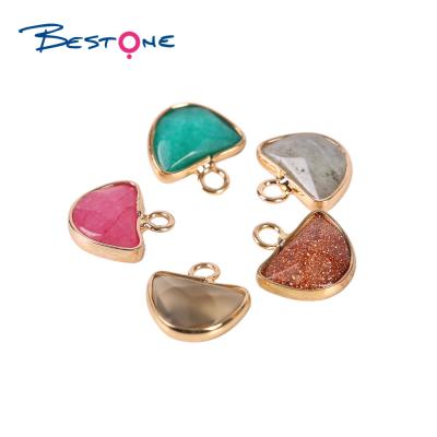 China E-Co Fashion Bestone Round Birthday Friendly Natural Stone Stones Jewelry Half Shape Pendant Charm For Bracelet for sale