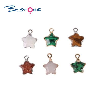 China E-Co Fashion Friendly Jewelry Multicolor Bestone Natural Stones Birthday Stone Star Shape Pendant Charm For Bracelet for sale