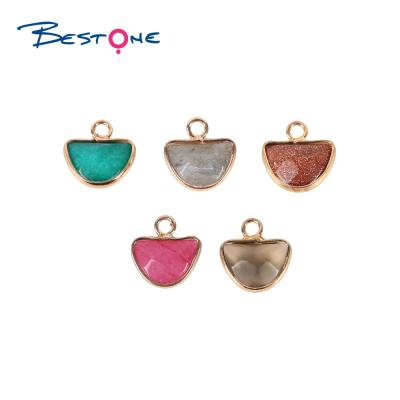 China E-Co Fashion Bestone Round Birthday Friendly Multicolor Natural Stone Stones Jewelry Half Shape Pendant Charm For Bracelet for sale