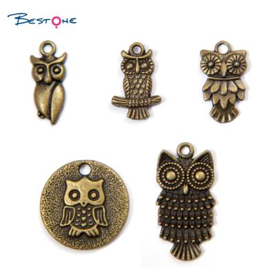 China E-Co Wholesale Multicolor Designer Friendly Custom Vintage Metal Owl Charms for Bracelets for sale